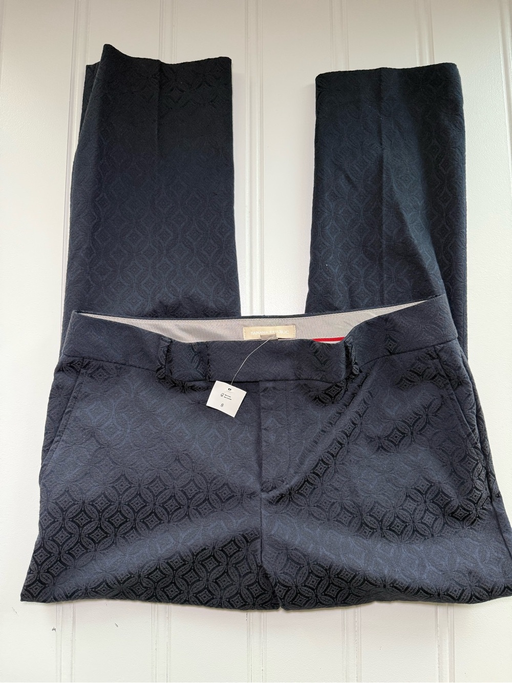 Banana Republic Symona Cropped Navy Blue Textured Pants 8 NEW 3079
